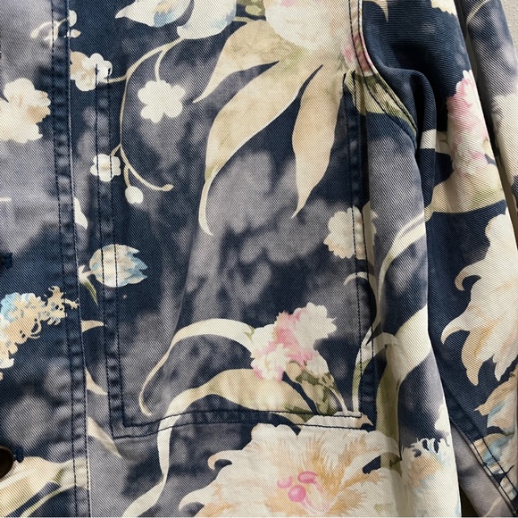 Polo Ralph Lauren Womens Floral denim Jacket Watercolor Button Front sz small - Picture 5 of 11
